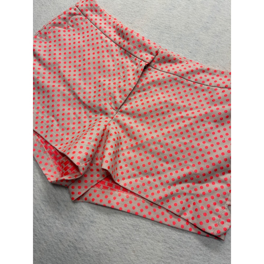 J.Crew Polka Dot Scalloped Hem Shorts Preppy Retro Textured Size 10 Pink Orange - Picture 8 of 9